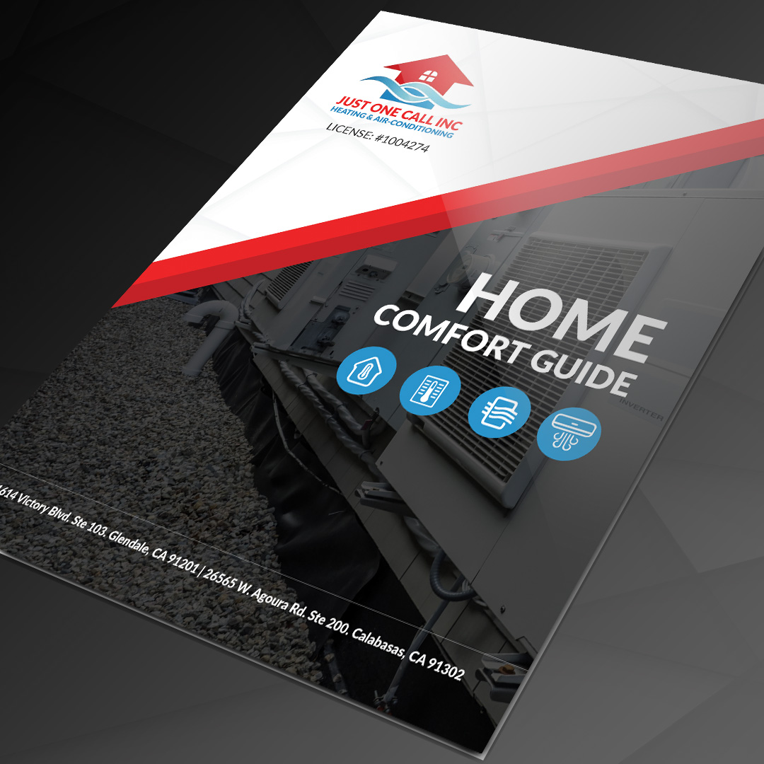 Just One Call HVAC home comfort guide designed by Bloq Marketing