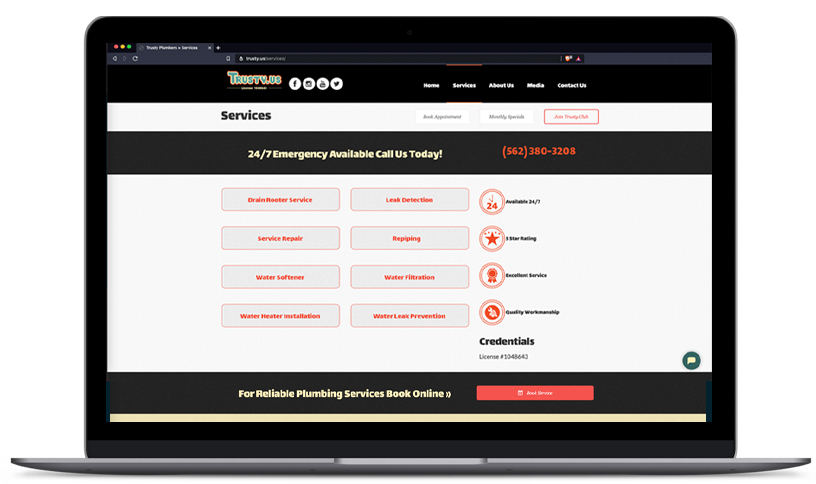 Plumbing Web Design Trusty Plumbing