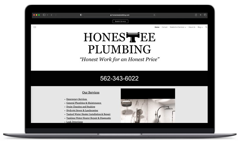 Web Design Honestee Plumbing Before