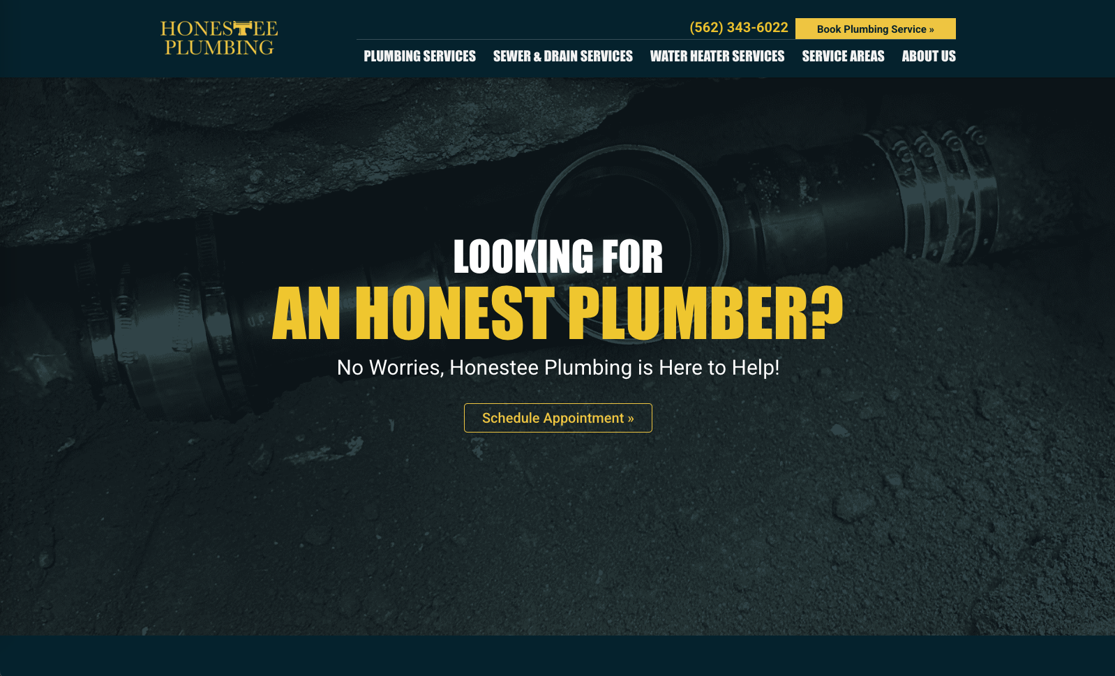 Honestee Plumbing real website project by Bloq Marketing